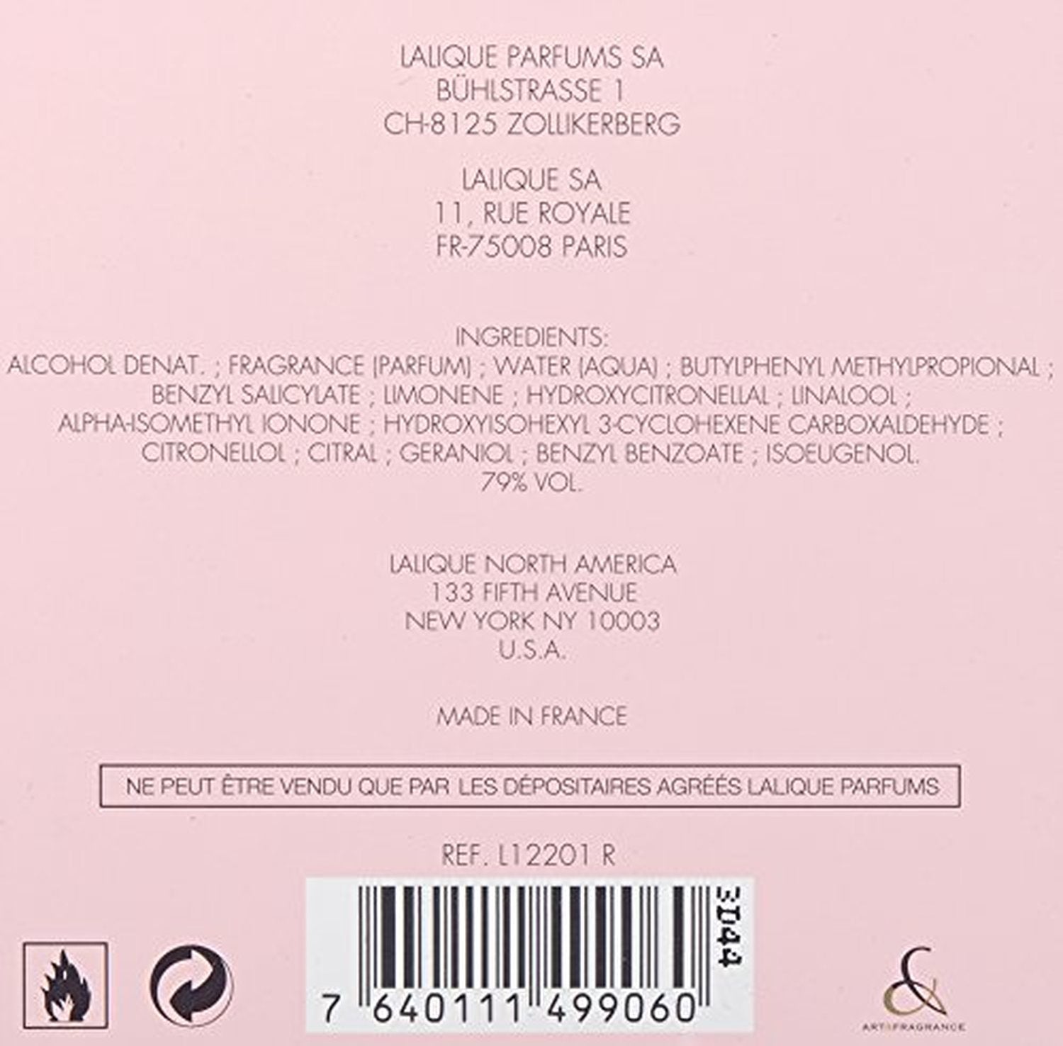 L Amour Lalique Eau De Perfume Spray 100ml