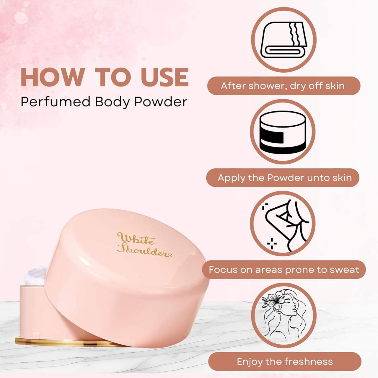 Evyan White Shoulders Bath Powder